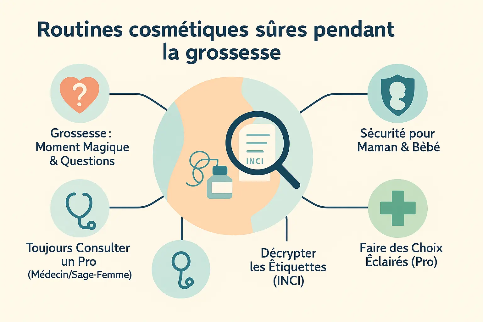 Infographie routine beauté sûre pendant la grossesse